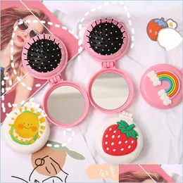 Mirrors Folding Airbag Comb With Mirror Cartoon Portable Plastic Air Cushion Head Mas For Travel Cam Drop Delivery Home Garden Dh7Xw