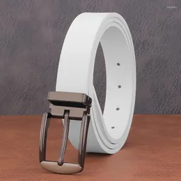 Kemerler Tasarımcı Erkekler Yüksek Kaliteli Pin Toka Orijinal Deri Kovboylar Cintos Maskulinos Beyaz 2.8 cm genişliğinde gündelik Youngseinture Homme