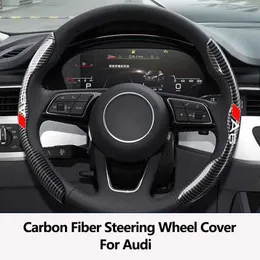 Capas de volante de carro capa de volante de carbono fibra preta para audi a3 a4 a5 a6 a7 a8 q7 q8 q3 q5 acessórios capa de volante de carro t221114