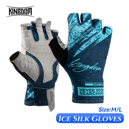 Cykelhandskar Kingdom Ice Silk Fishing Fishing Half-finger Solskydd Dubbelsidig andningsbar antislip utomhus PESCA 221107