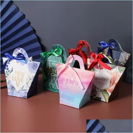 Present Wrap Tshaped Handle Candy Bag Baby Shower Paper Chocolate Boxes Birthday Wedding Favors Without Ribbon Drop Delivery Home Gard DHV9D