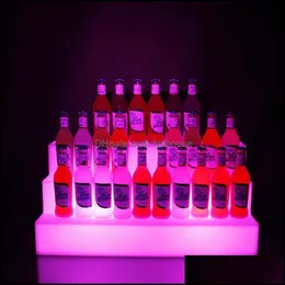 Racks de vinho de mesa de mesa Racks de vinho de mesa recarregam a cor LED Altera￧￣o de 3 camadas de barra de garrafa de garrafa de garrafa de garrafa de suporte do glorificador Stand dh40r
