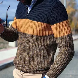 Men's Sweaters Men Sweater Autumn Winter Pullover Jumper Long Sleeve V Neck Color Block Knitted Male Clothing Streetwear