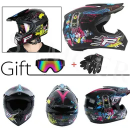 Велосипедные шлемы HONHILL OFF ROAD HELMET MOTORCYCLE HELMET FULL FACE с Goggle Gloves Профессиональный шлем для мотокросса для грязного велосипеда ATV Glossy T221107