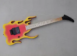 Guitarra elétrica de chama vermelha com braço de rosa de rosa de rosa Floyd 24 trastes