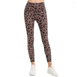 Tute da uomo Leggings con stampa leopardata per fitness Vita alta Nylon elasticizzato Accogliente Sport Donna Pantaloni da corsa Collant da palestra Allenamento atletico