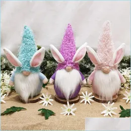 Other Festive Party Supplies Easter Bunny Gnome Blue Pink Rose Red Swedish Tomte Rabbit Plush Toys Faceless Dwarf Doll Kids Gift D Dh7Wd