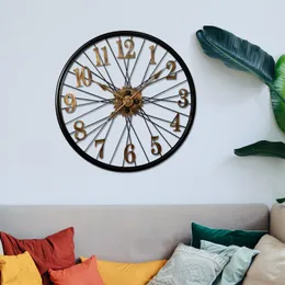 Relógios de parede vintage Large Clock Metal Silent Home Decor