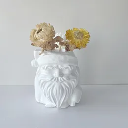 Mumlar Noel Silikon Ekici Kalıp Noel Baba Beton Flowerpot Çimento Vazo Tutucu Kavanoz Cüce Pot 221108