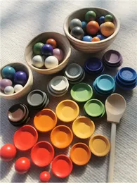 ブロックキッズ木製モンテッソーリブロックおもちゃの色並べ替えボウルボール付きの皿感覚レインボーカップ小さなプレート早期学習221108