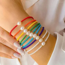 Strand Go2Boho Natural Pearl Armband Dainty Armlets 2022 Rainbow F￤rgglada smycken Miyuki Pulseras Enkla sm￥ armband f￶r kvinnor