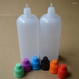 Aufbewahrungsflaschen 120 ml leere PE-Kunststoff-Tropfflasche E-Liquid mit kindersicherer Kappe und langer, dünner Spitze E-Liquid