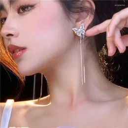 Baumeln Ohrringe Micro Pave Shinning Strass Schmetterling Quaste Lange Für Frauen Koreanischen Stil Schöne 2022 Schmuck Ohrringe