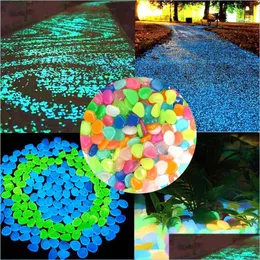 Decorazioni da giardino Bagliore nel buio Pietre Passerelle da giardino all'aperto Incandescente Fluorescente Ciottoli luminosi Luminosi per la decorazione Drop De Dh4Eh