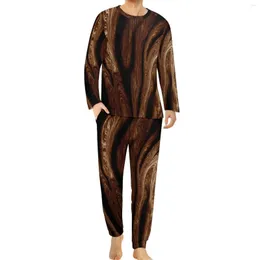 Męska odzież śpiąca Tiger druk piżamowy man tropikalne zwierzęta retro nocne wierzchnia wiosna długie rękawe 2 sztuki