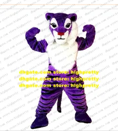 Traje de mascote de tigre roxo peludo para adultos de desenho animado de desenho animado expo Fair Motexha Spoga Crianças Playground ZZ7850