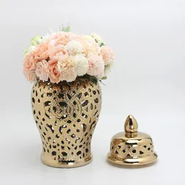 Storage Bottles Modern Dried Flower Vase Ceramic Ginger Jar Living Room Desktop Decoration Home Arrangement Accessories