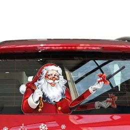 Bilklistermärken Jul Santa Car Sticker Funny Santa Waving Juldekorativ klistermärke Julbildekaler för vindrutan i bakfönstret T221108