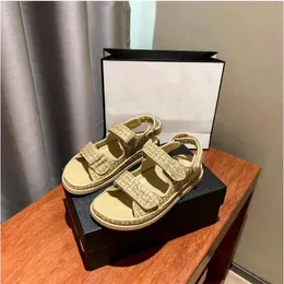 dad sandals grandad sandals Buckle caviar leather luxury chain gold women Slippers Crystal Calf quilted Platform Summer Beach Slipper 35-42 With box3