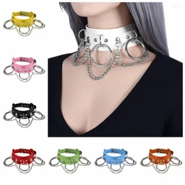 Garters Harness Belt Punk Women PU Leather Neck Metal Chain Collar Round Gothic Choker Harajuku Necklaces Jewelry For Girl Party Gifts