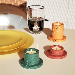شموع نيكول الأسمنت Tealight Candlestick Mould DIY Silicone Terrazzo Candle Holder Mould Nordic Style Decor Tool 221108