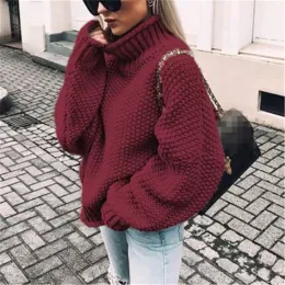 Kvinnors tröjor kvinnor tröja mode batwing hylsa lösa sköldpaddor stickad tröja hösten vinter långärm ärm varm solid plus size pullover 35