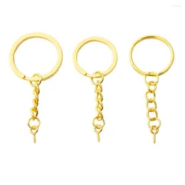 Keychains 20st/ Lot Gold Aperture/ Flat Keycahin Key Ring Hang With Sheep Eye for Jewelry Wholesale