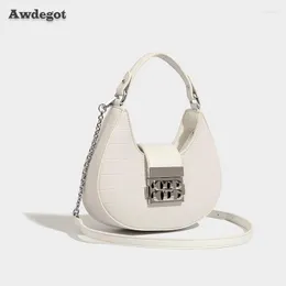 Shoulder Bags Alligator Printed PU Saddle Handbag For Women Trend Imitation Bag Ladies Crossbody Purse Beige Totes