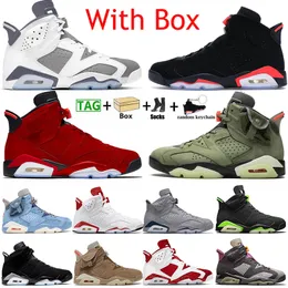 Jumpman Men 6 Women Basketball Shoes 6s With Box British Khaki Washed Denim Cool Grey Travis White Toro Black Infrared Mens Trainers Sneakers size 36-47