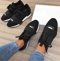 2021 Mode Luxe Designer Sneaker Man Woman Casual schoenen Echt lederen gaas Pointed Toe Race Runner Shoess Outdoors Trainers met doos