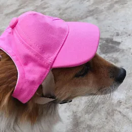 Capas de assento de carro de cachorro Pet Sun Hat Hat algodão larga lareira Ajustável Sunbonnet à prova de UV com orelhas esvoaçantes para cães azul rosa