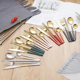 Dinnerware Sets Gold Cutlery Set Fork Knife Spoon 18/10 Stainless Steel Chopsticks Direct Sales