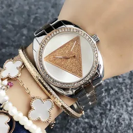 Brand quartz wrist Watch for Women Girl Triangular crystal style dial metal steel band Watches GS21273s
