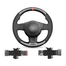 Non-slip Durable Black Suede PU Carbon Fiber Car Steering Wheel Cover Warp for Seat Leon FRCupra MK2 1P3564