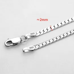 Chains MIQIAO 925 Sterling Silver 2MM Link Chain Necklace Men's Real Women's Neck Long 45 50 55 60CM Choker