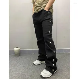 Мужские брюки Harajuku боковые сплит -кнопки 2022 Streetwear Cottton Cargo 2023 Hip Hop Casual HPP y2k Roupas Masculinas