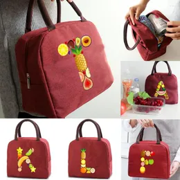 Duffel Bags Lunch Bag Insulated Canvas Cooler Kids Food Thermal Bento Box Women Picnic Packet Organizer Handbag Fruit 26 Letter Series