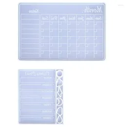 Ferramentas de panificação Silicone de resina calendário para apagar a seco Planos semanal e mensal de apagamento seco