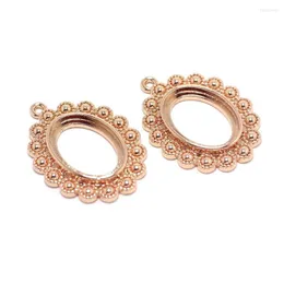 Charms 2st halsband Sun Pendant Oval Drop Rose Gold Color Plated Brass Earring 24x18mm Holder Connector Jewelry Making