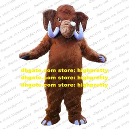 Brown Long Fur Mammoth Elephant Mascot Figurino Adulto Caracteto de Caracteres Cerimônia Distribuir Folhetos ZZ7851