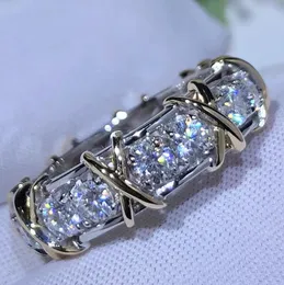 Fashion Eternity Jewelry 5A Zircon stone 10KT White&Yellow Gold Filled Women Engagement Wedding Band Ring