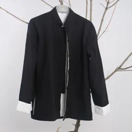 Jaquetas masculinas Casaco de algodão 4xl masculino reversível de outono de outono dois tops laterais homens de manga longa wu shu jaqueta preta