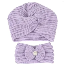 Ball Caps Mother Hat Baby Girls Opaska na głowę miękki ciepły zimowy zestaw