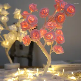 Nattljus bordslampa rose blommor träd ljus USB hem dekoration gåva för flickor tonåringar fester jul bröllop sovrum dekor