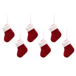 Flatware Sets 6pcs Knit Christmas Stockings Knitted Rustic Stocking Goodie Bags For Family Friends Gift Holders Treat