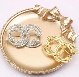23SS 2color Proste luksusowe projektanci marki Listy Brawoki Vintage 18K Gold Brooch Cyrcon Ruit Pin moda biżuteria