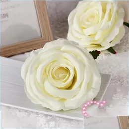 Bruiloft bloemen Nieuw 9cm kunstmatige rozenbloemhoofden zijden decoratieve feestdecoratie bruiloft muur boeket witte rozen drop levering dhlte dhlte