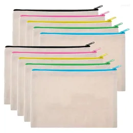 Storage Bags 10 Pcs DIY Blank Fabric Cloth Bag Pencil Case Travel Toiletry School Make-Up Pen Holder For Painting