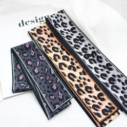 Halsdukar leopard tryck väska becoration silkes halsduk för sexiga kvinnor foulard slips mode huvud damer
