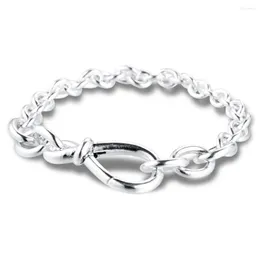 Braccialetti di collegamento Genuini gioielli in argento sterling 925 grosso infinito nodo catena di fascino per le donne gioielli di moda 2022